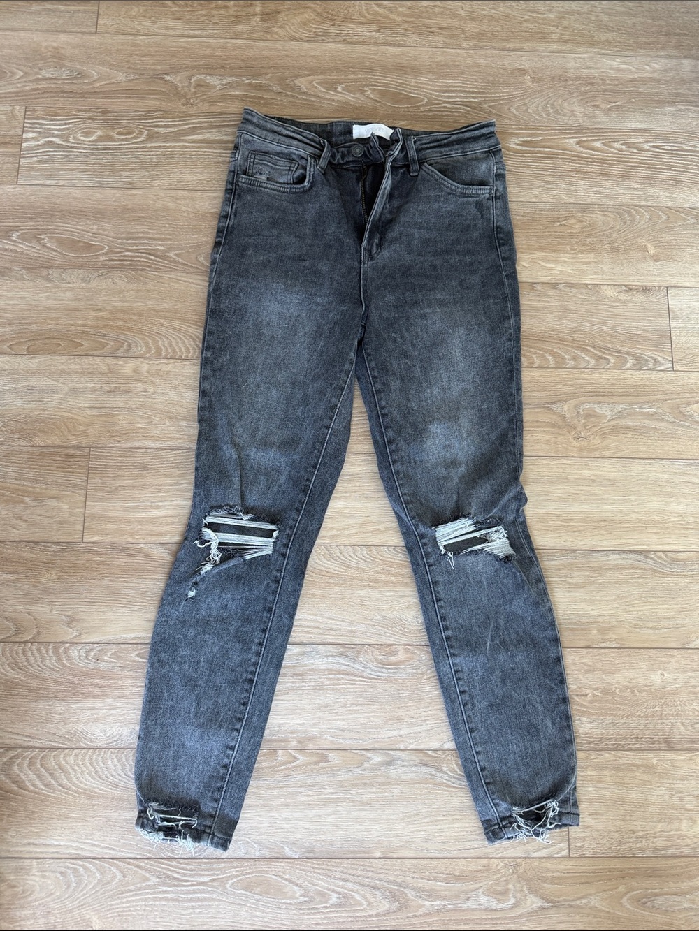 High-Rise Black Washed Distressed Jeans